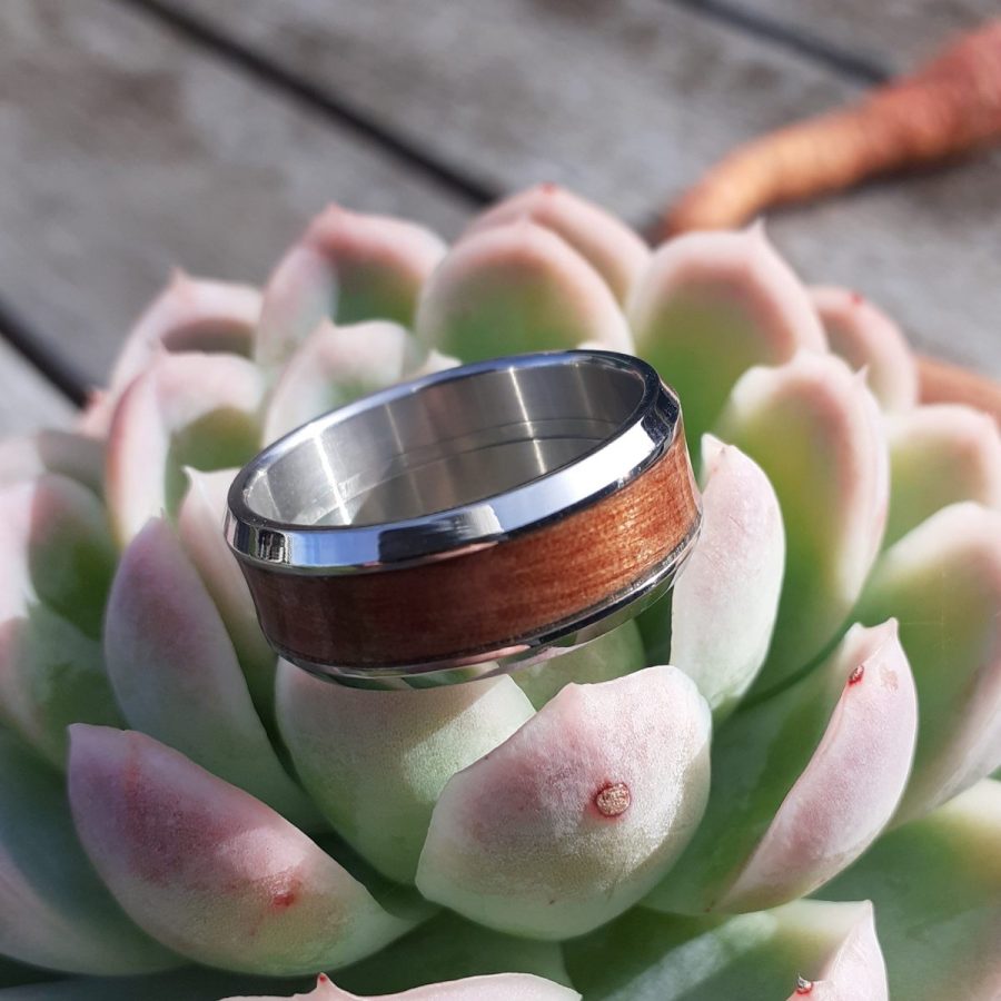 Men's Classic Steel Ring with Native Rimu Inlay - Image 5