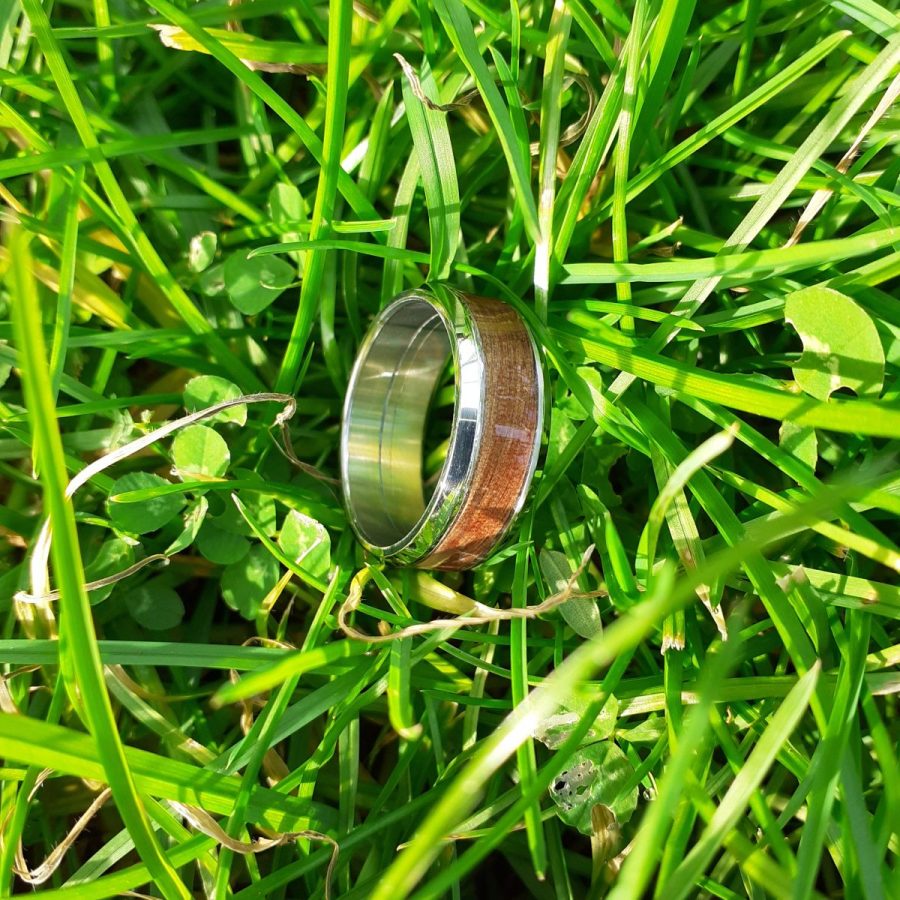 Men's Classic Steel Ring with Native Rimu Inlay - Image 6
