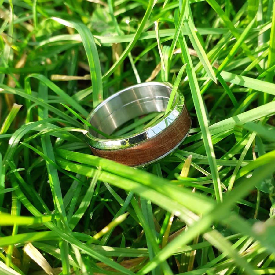 Men's Classic Steel Ring with Native Rimu Inlay - Image 7