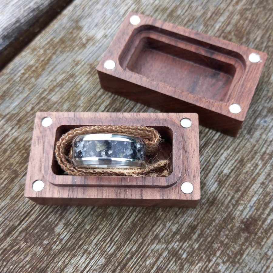 Moon Stone Ring With Native Wood Charcoal Dust - Image 3