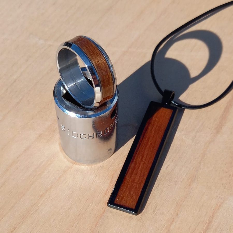 Classic Steel Pendant with Native Rimu Inlay - Image 2