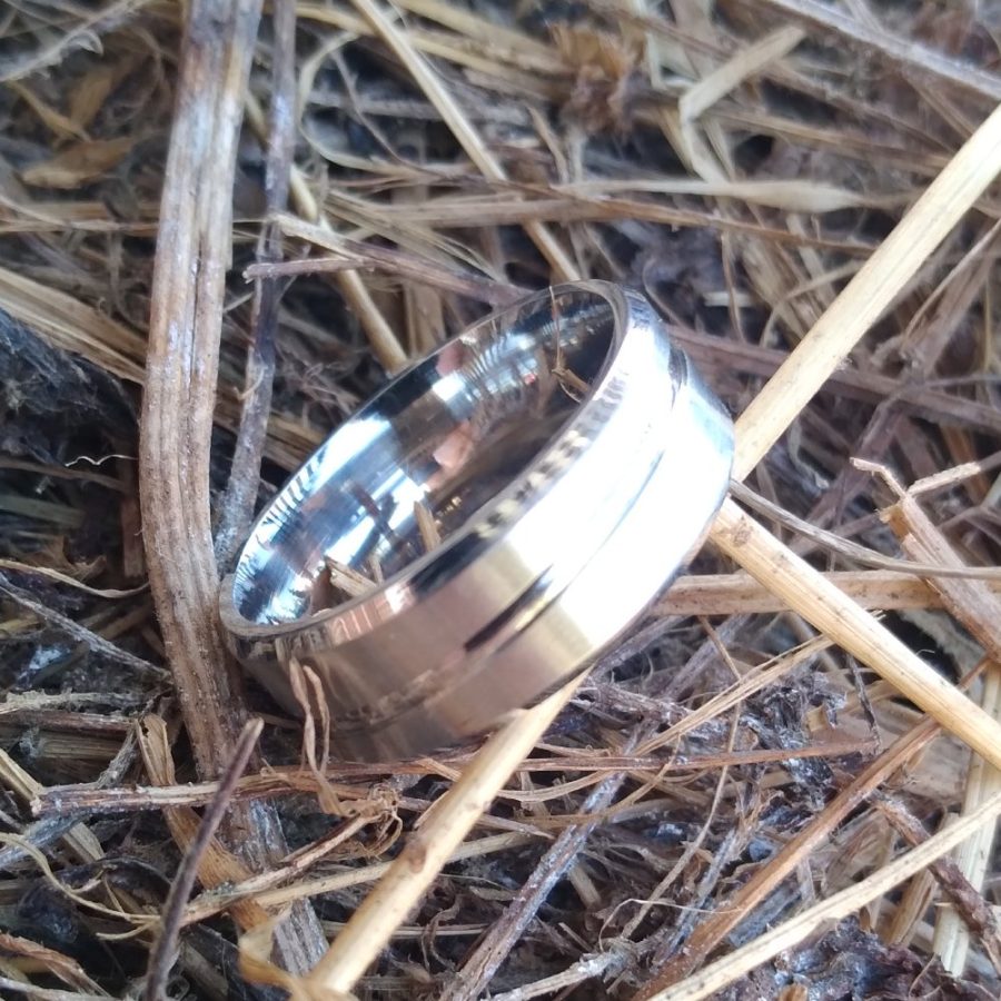 Men’s Silver Titanium Brushed Ring Evolution - Image 3