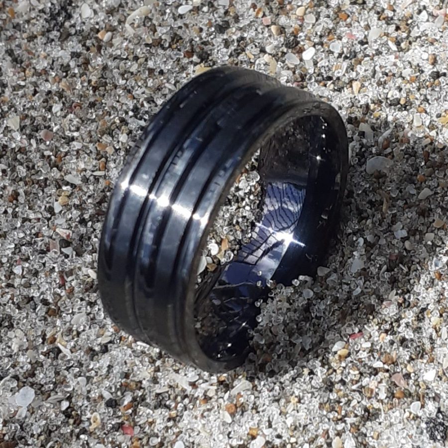 Men's Black Titanium Ring Double Edge (TOUGH) - Image 2